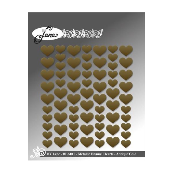 By Lene Metallic Enamel Hearts "Gold - 70pcs" BLA011
