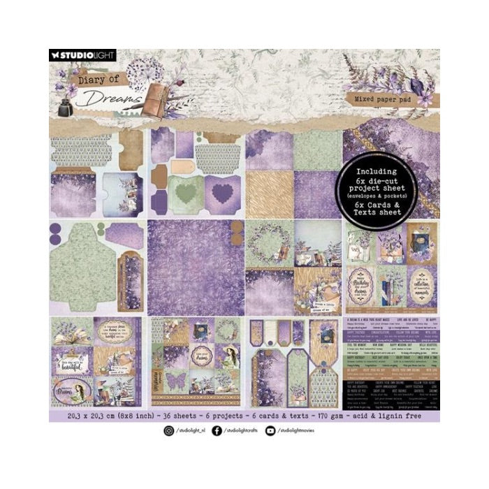 Studio Light Paper Pad "Mixed Paper Pad - Envelopes - Diary of Dreams"