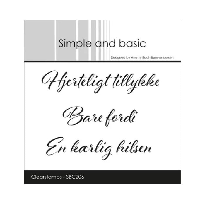 Simple and basic Clearstamp "Hjerteligt Tillykke" SBC206