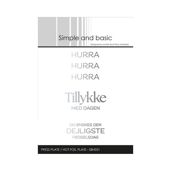 Simple and Basic Press Plate / Hot Foil Plate “Hurra" SBH031