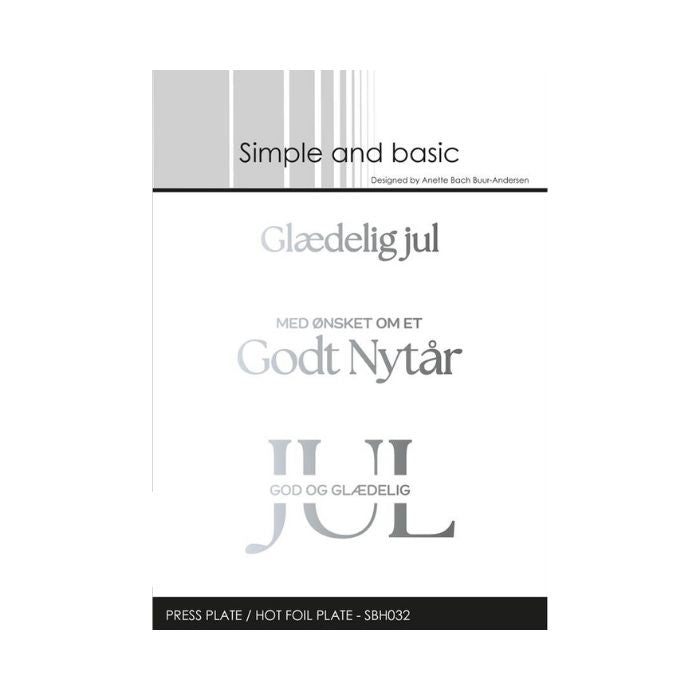 Simple and Basic Press Plate / Hot Foil Plate “Glædelig Jul" SBH032
