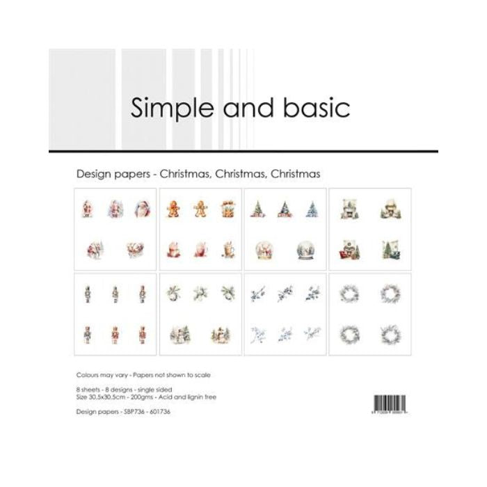 Simple and Basic Design Papers "Christmas, Christmas, Christmas" SBP736