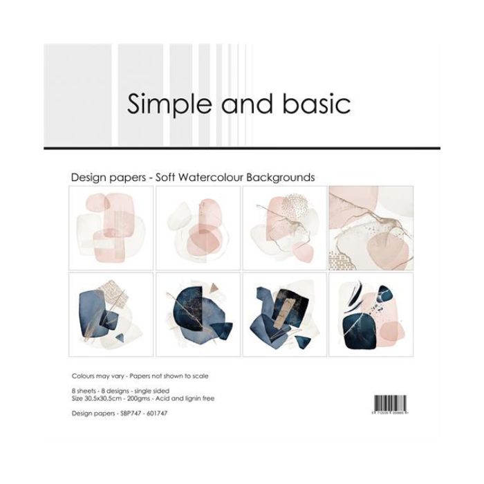Simple and Basic Design Papers "Soft Watercolour Backgrounds" SBP747