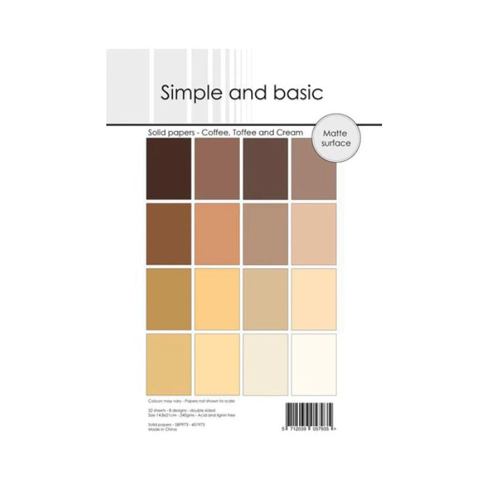 Simple and Basic Design Solid Papers "Coffee, Toffee and Cream" SBP973
