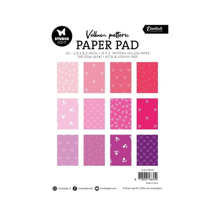 Studio Light Vellum paper pad "Spring Pink" SL-ES-VPPP448