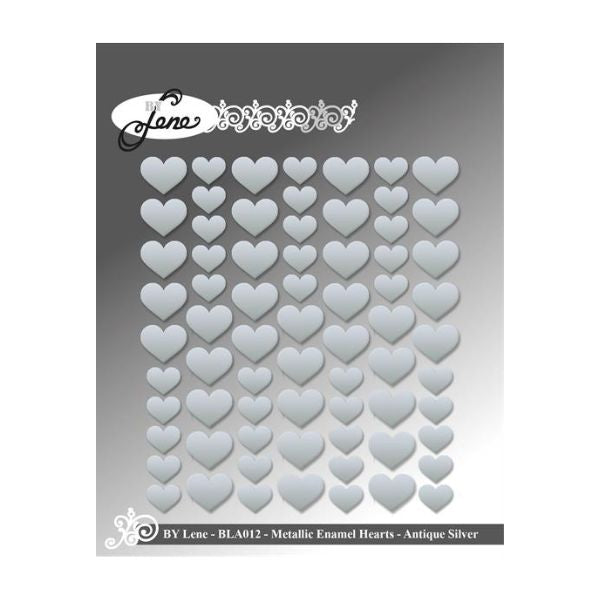 By Lene Metallic Enamel Hearts "Silver - 70pcs" BLA012