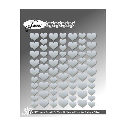 By Lene Metallic Enamel Hearts "Silver - 70pcs" BLA012