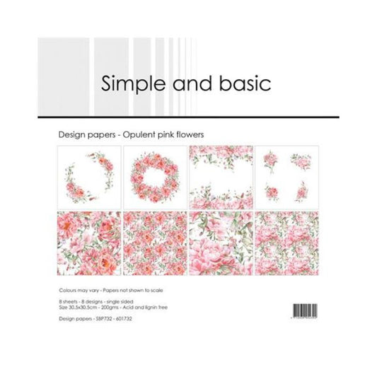 Simple and Basic Design Papers "Opulent Pink Flowers" SBP732
