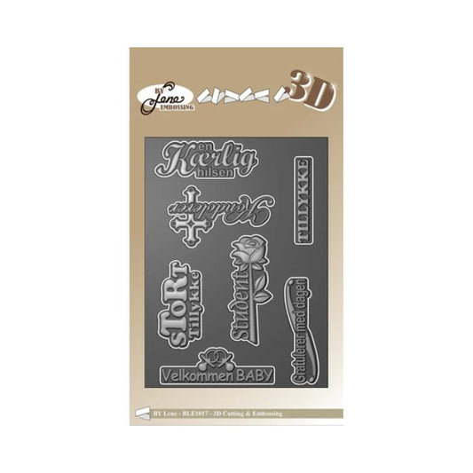 By Lene 3D Embossingfolder "Danske tekster" BLE1017