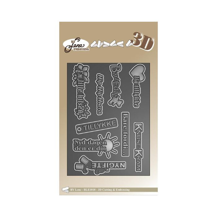 By Lene Cutting & 3D Embossingfolder "Danske tekster" BLE1018