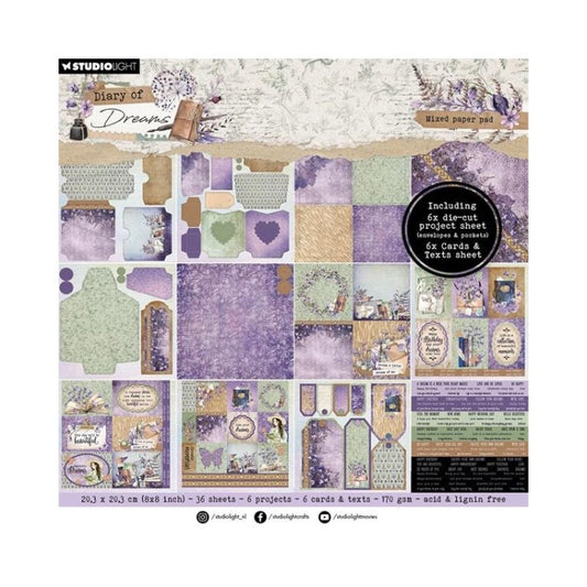 Studio Light Paper Pad "Mixed Paper Pad - Envelopes - Diary of Dreams"