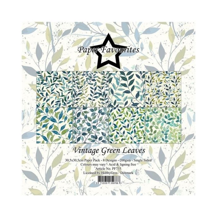 Paper Favourites Paper Pack "Vintage Green Leaves" PF735