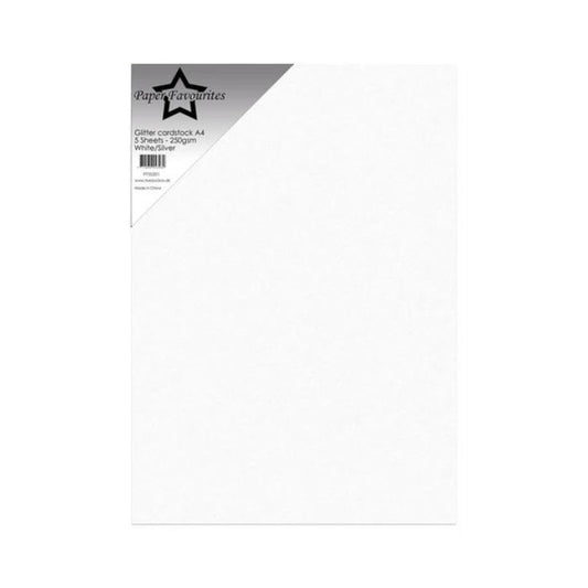 Paper Favourites Glitter Cardstock "White/Silver (High flash)" PFSS201