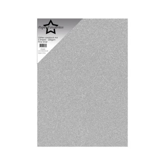 Paper Favourites Glitter Cardstock "Fine Silver" PFSS203