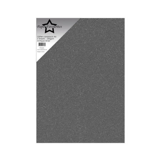 Paper Favourites Glitter Cardstock "Antique Silver" PFSS205