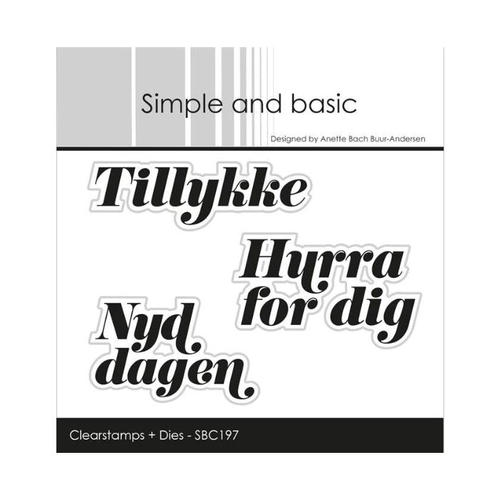 Simple and basic Clearstamp + Dies "Danish texts" SBC197