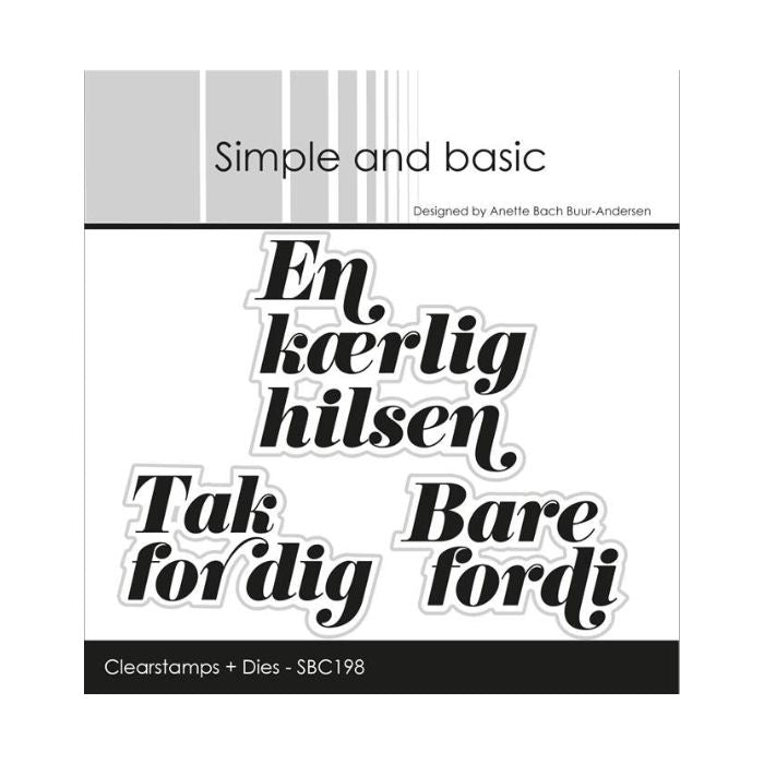 Simple and basic Clearstamp + Dies "Danish texts" SBC198