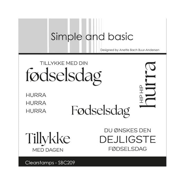 Simple and basic Clearstamp "Fødselsdag" SBC209