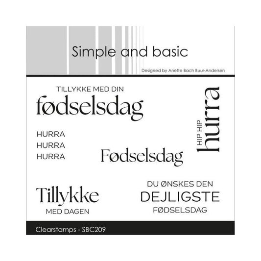 Simple and basic Clearstamp "Fødselsdag" SBC209