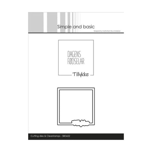 Simple and Basic die + clerstamp "Tillykke" SBD652