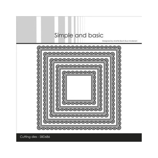 Simple and Basic dies "10 x 10 squares scalloped edges" SBD686