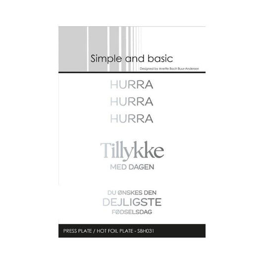 Simple and Basic Press Plate / Hot Foil Plate “Hurra" SBH031