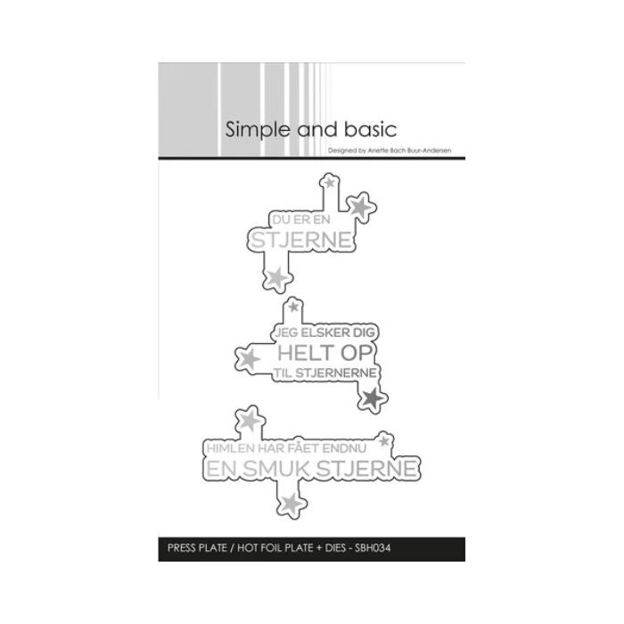 Simple and Basic Press Plate + Dies “Du er en stjerne" SBH034