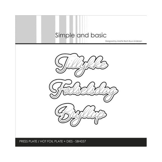 Simple and Basic Press Plate + Dies “Danske tekster" SBH037