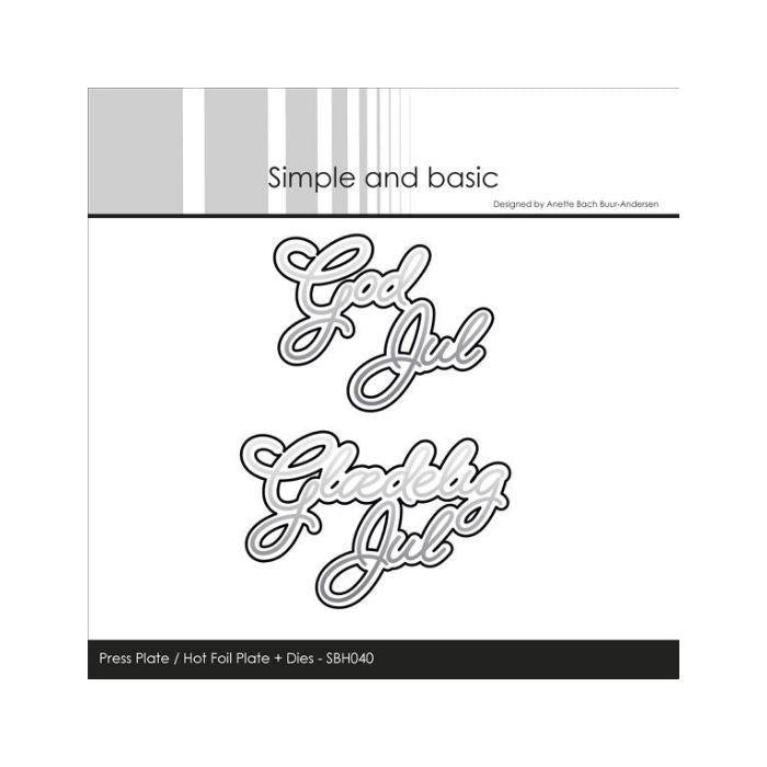 Simple and Basic Press Plate + Dies “God jul / Glædelig Jul" SBH040