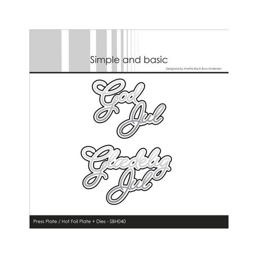Simple and Basic Press Plate + Dies “God jul / Glædelig Jul" SBH040