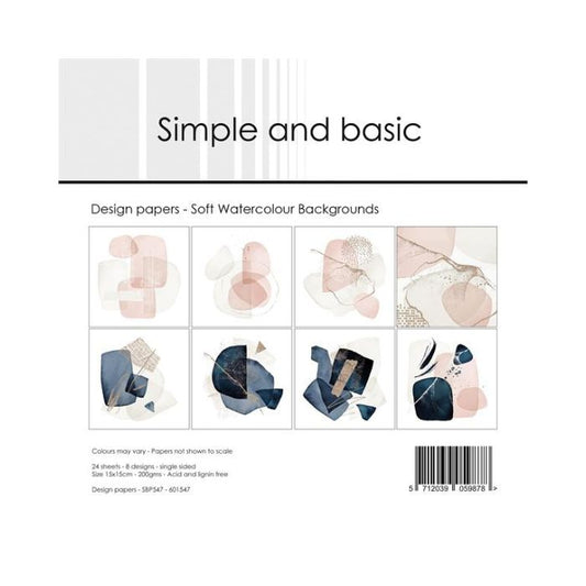 Simple and Basic Design Papers "Soft Watercolour Backgrounds" SBP547