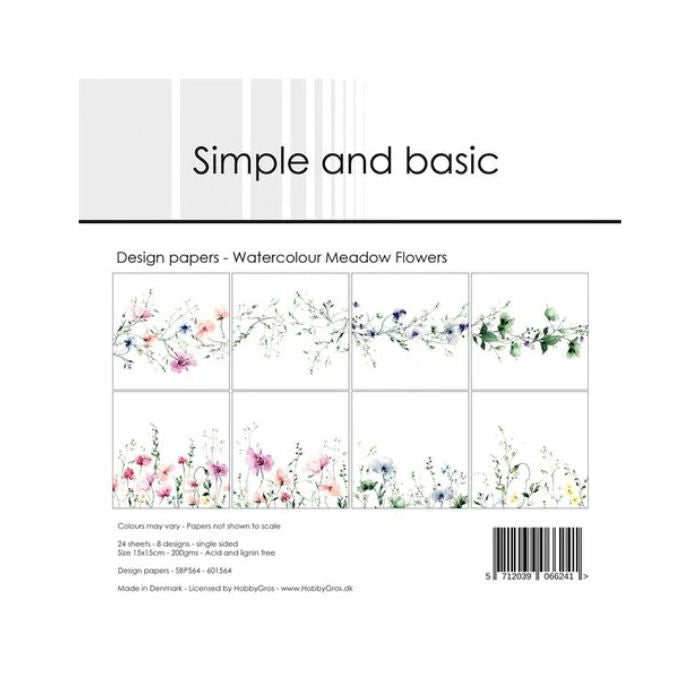Simple and Basic Design Papers "Watercolour Meadow Flowers" SBP564