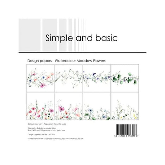 Simple and Basic Design Papers "Watercolour Meadow Flowers" SBP564