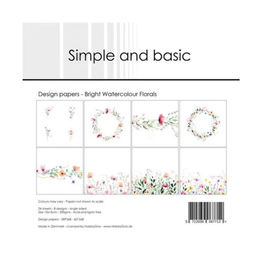 Simple and Basic Design Papers "Bright Watercolour Florals" SBP568