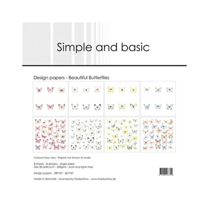 Simple and Basic Design Papers "Beautiful Butterflies" SBP767