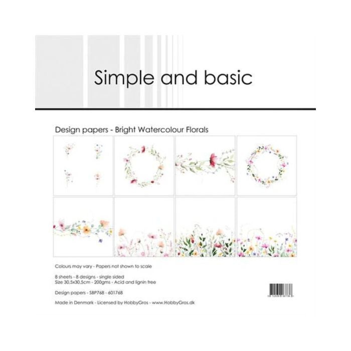 Simple and Basic Design Papers "Bright Watercolour Florals" SBP768