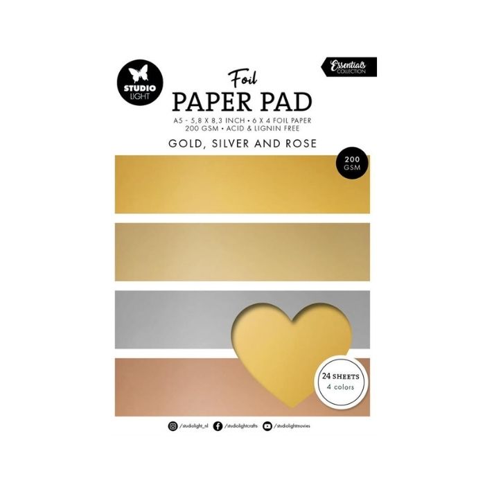 Studio Light Foil Paper Pad Gold, silver and rose SL-ES-PP210