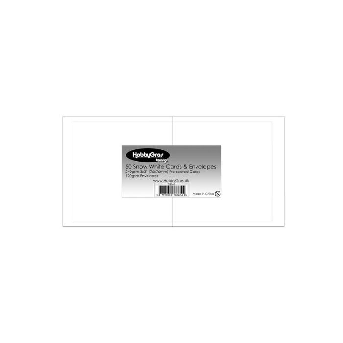 HobbyGros Storage - 50 Sæt - 3x3" / 76x76mm - Kort/Kuverter "Snow White" SS141