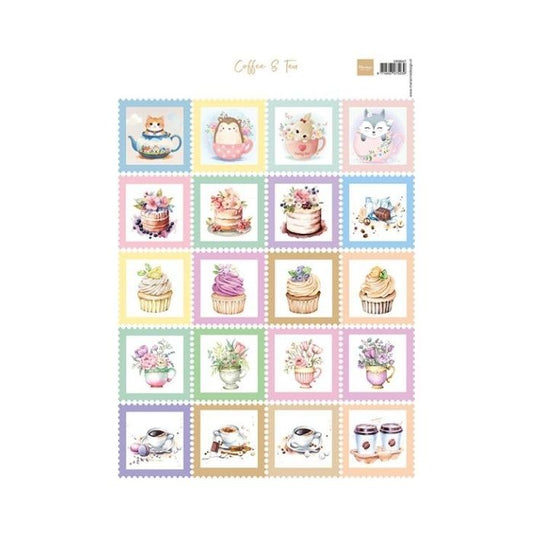 Marianne Design A4 Sheets "Stamps - Coffee & Tea" VK9647